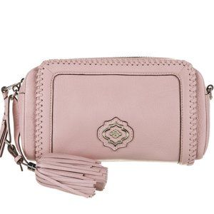 OrYANY Shoulder Whipstitched Blush Leather Bag